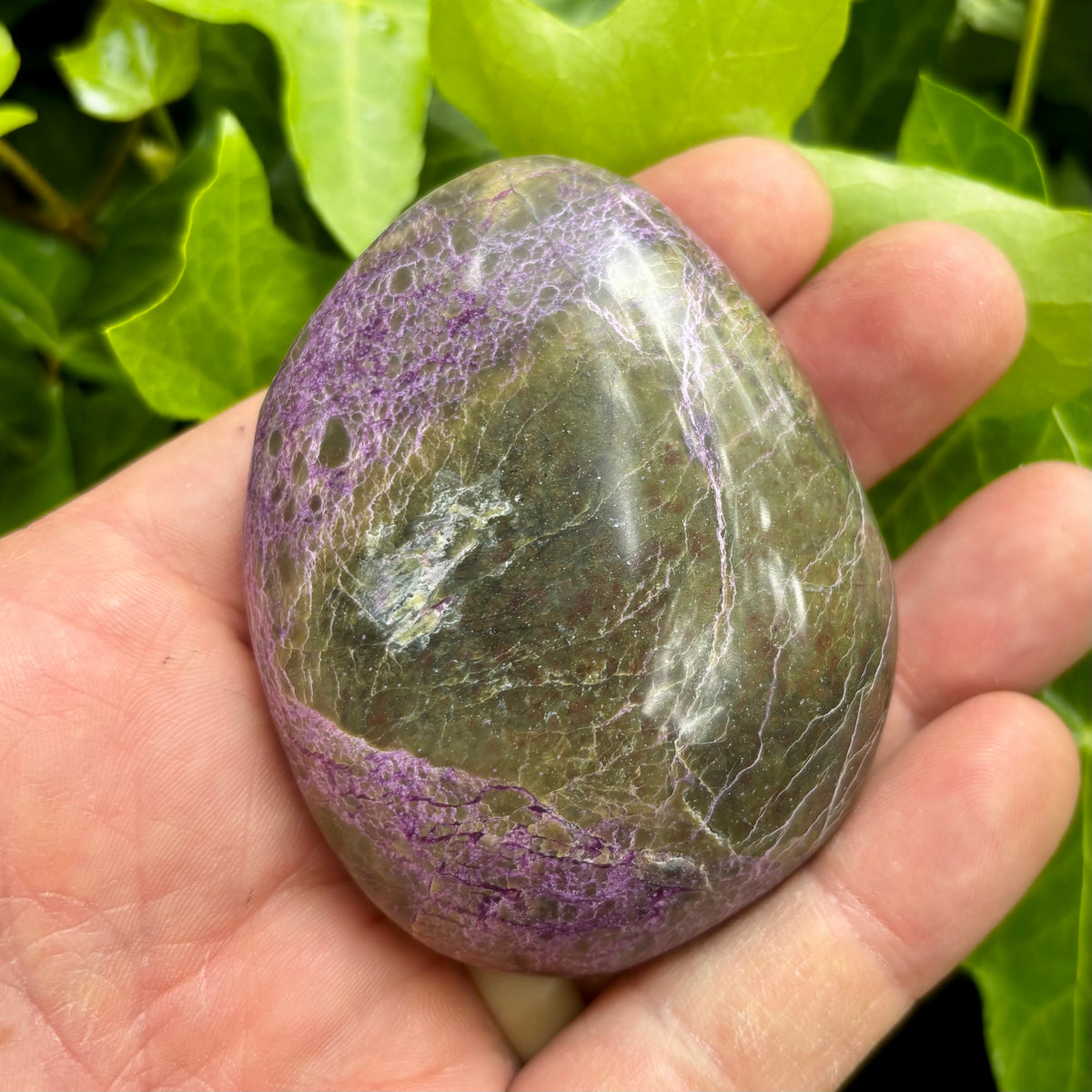 Stichtit i serpentin - palmstone | 7,5 cm Stichtit i serpentin - palmstone | 7,5 cm