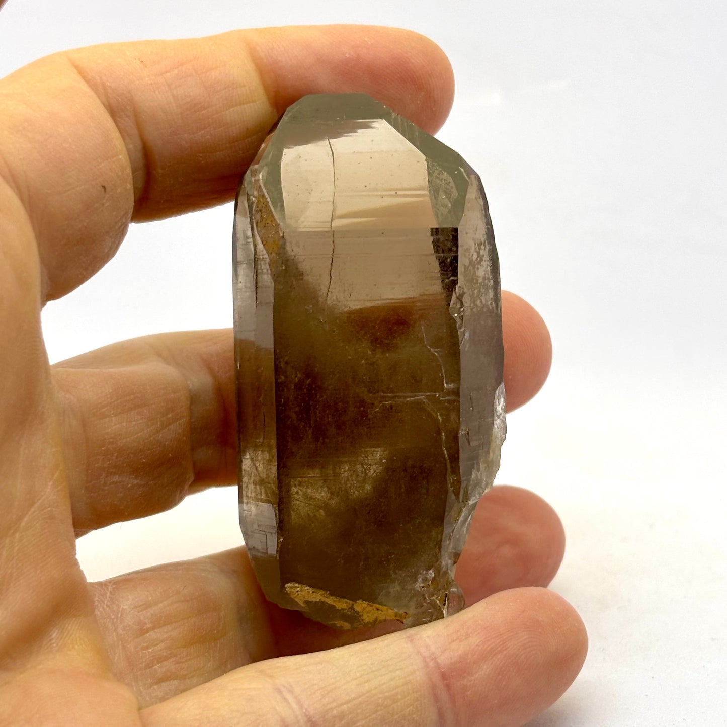 Røgkvarts lemurian tabular spids naturlig 7 cm Røgkvarts lemurian tabular spids naturlig 7 cm