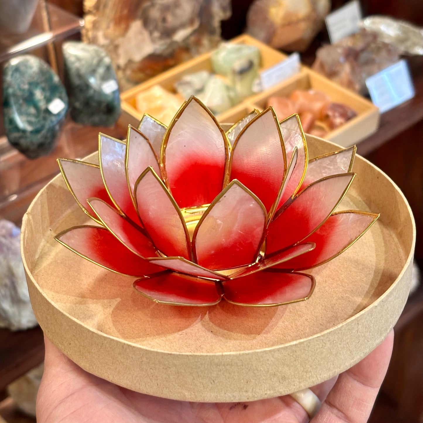 Pink Lotus lysestage i Capiz skaller 13,5 cm Pink Lotus lysestage i Capiz skaller 13,5 cm