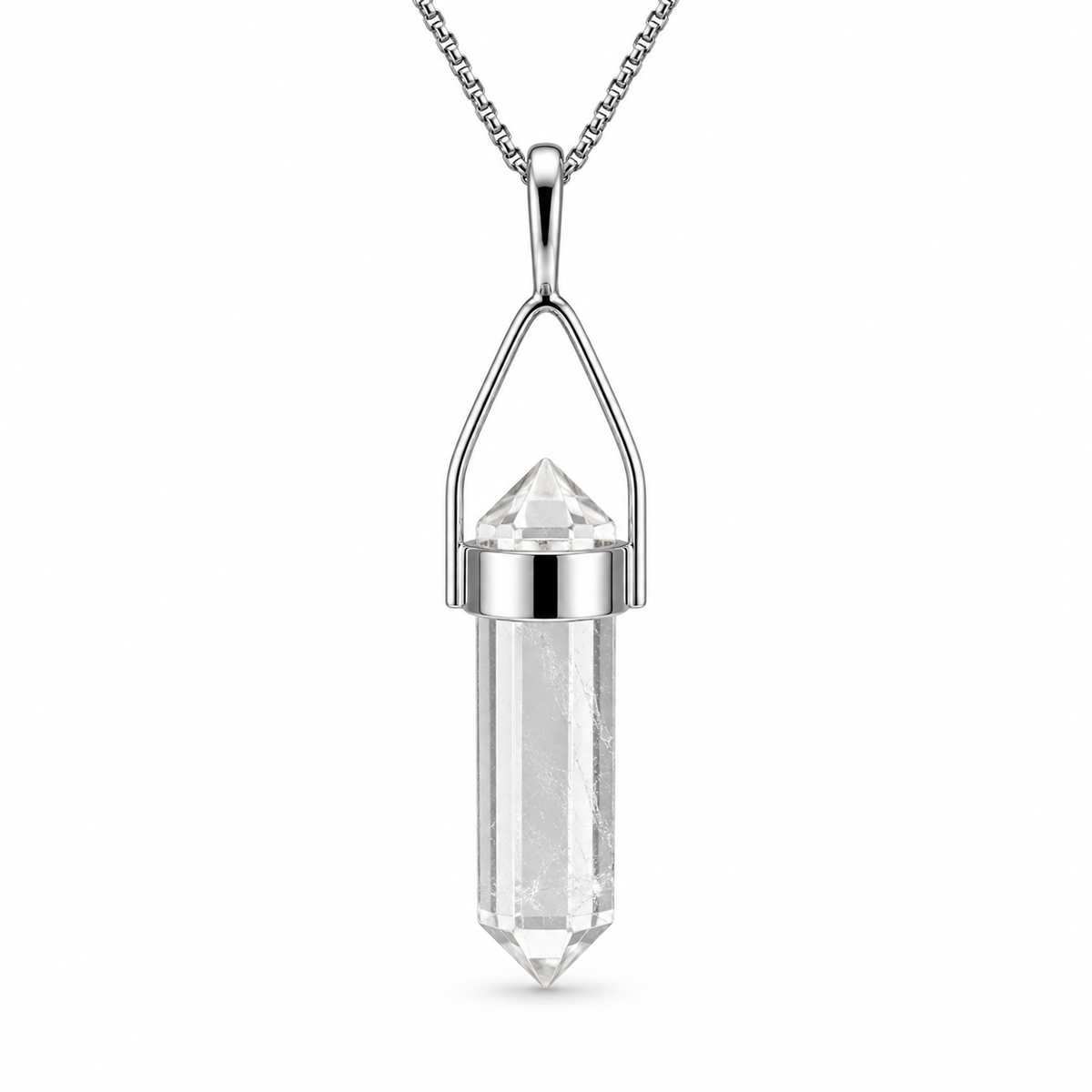 Bjergkrystal dobbelt spids vedhæng | 925 Sterling Sølv Bjergkrystal dobbelt spids vedhæng | 925 Sterling Sølv