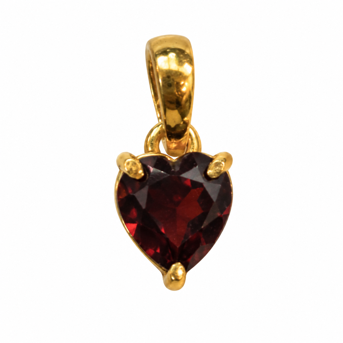 Garnet facet hjerte charm – 18k forgyldt sølv vedhæng Garnet facet hjerte charm – 18k forgyldt sølv vedhæng
