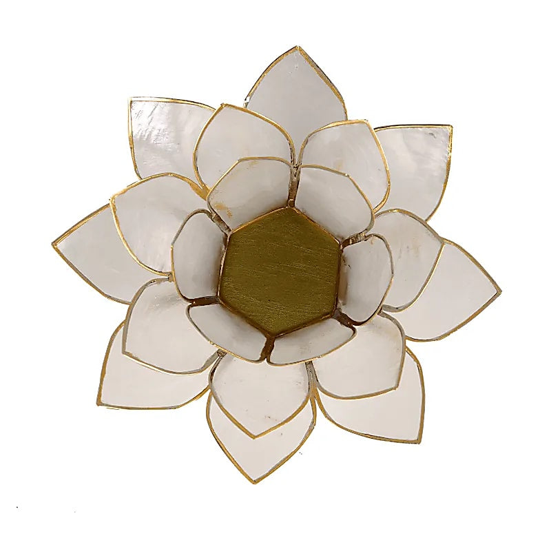 Hvid Lotus lysestage i Capiz skaller 13,5 cm Hvid Lotus lysestage i Capiz skaller 13,5 cm