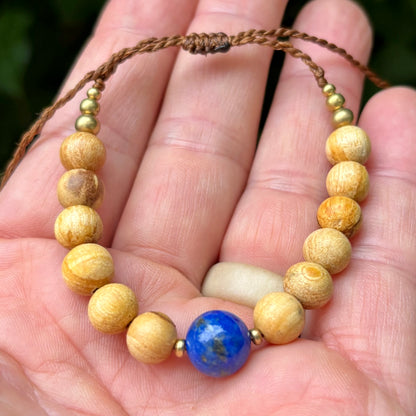 Lapis Lazuli, Palo Santo og messing armbånd | unisex
