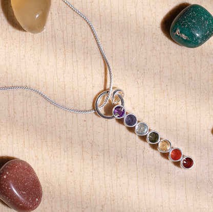 Chakra stav II vedhæng | 925 Sterling Sølv, 7 krystaller
