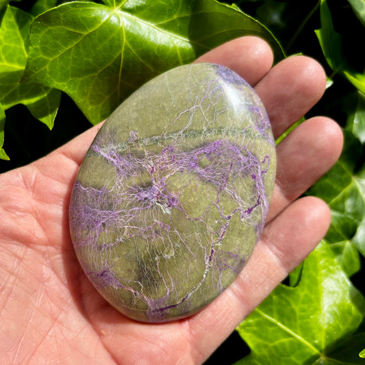 Billede af Stichtit i serpentin - palmstone | 9 cm