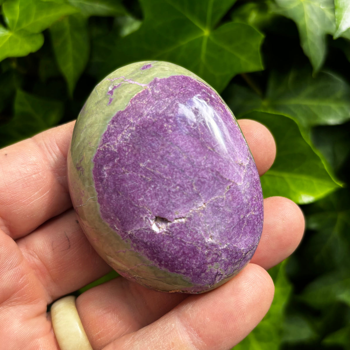 Stichtit i serpentin - palmstone | 6,5 cm Stichtit i serpentin - palmstone | 6,5 cm