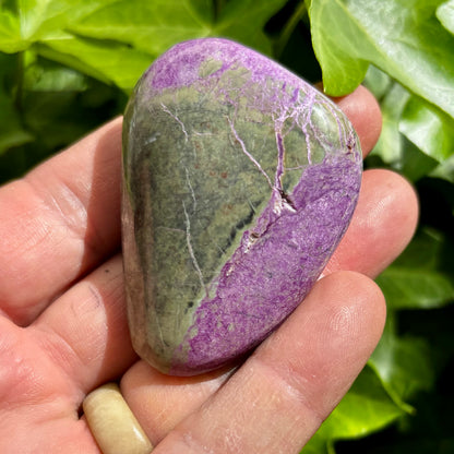 Stichtit i serpentin - palmstone | 6 cm