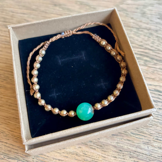 Billede af Chrysopras og messing armbånd | mand