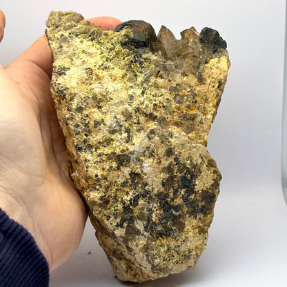 Sort Turmalin, citrin og røgkvarts klynge 16,5 cm Erongo