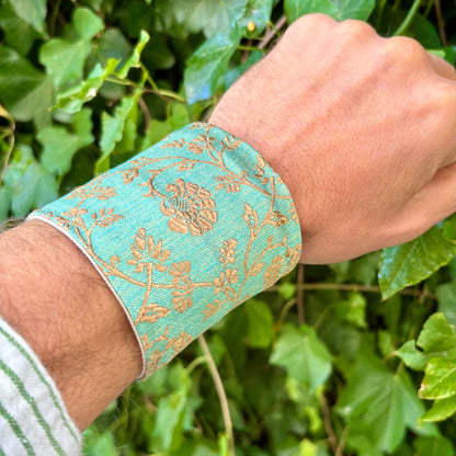 Turquoise Gold Flowers - Intention Wristband