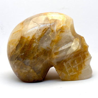 Krystal kranie | håndskåret Golden healer, Madagaskar  | 12,5 cm