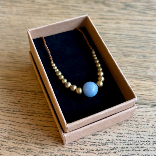 Billede af Angelit og messing armbånd | unisex