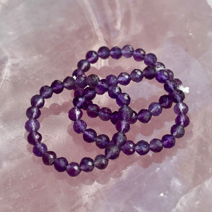 Ametyst facet perler fingerring