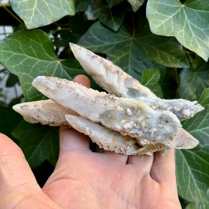 Pseudomorph Kvarts og Calcit | Wand Scepter | dobbelt termineret 4 spidser | 16 cm