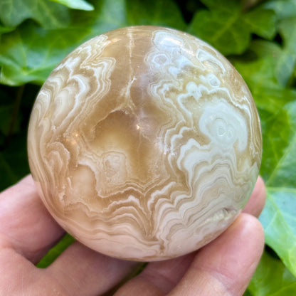 Amber flower Calcit Kugle fra Myanmar - 7 cm | nr. 5