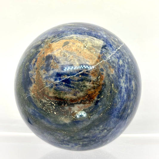 Billede af Blue planet - Sodalit kugle 8 cm + pyrit | nr. 3