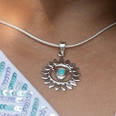 Hals Chakra vedhæng | 925 Sterling Sølv og turkis