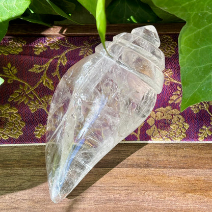 Rituel konkylie | håndskåret Himalaya Bjergkrystal | 12,8 cm
