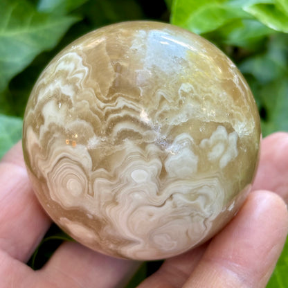Amber flower Calcit Kugle fra Myanmar - 5,8 cm | nr. 3