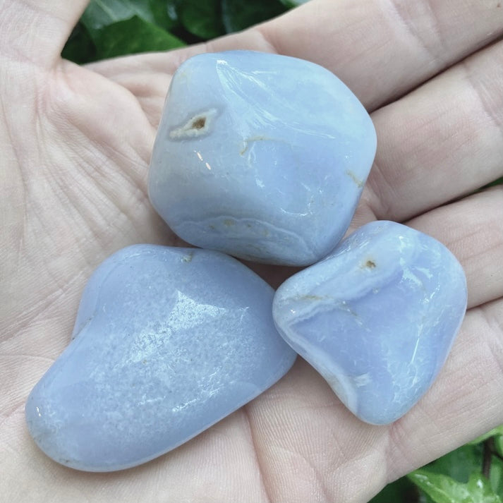 Chalcedon blue lace - lommesten stor Chalcedon blue lace - lommesten stor