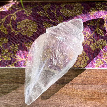 Rituel konkylie | håndskåret Himalaya Bjergkrystal | 10,3 cm