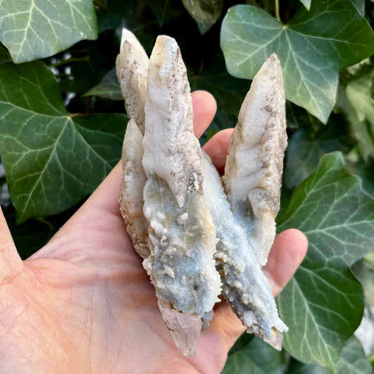 Billede af Pseudomorph Kvarts og Calcit | Wand Scepter | dobbelt termineret 4 spidser | 16 cm