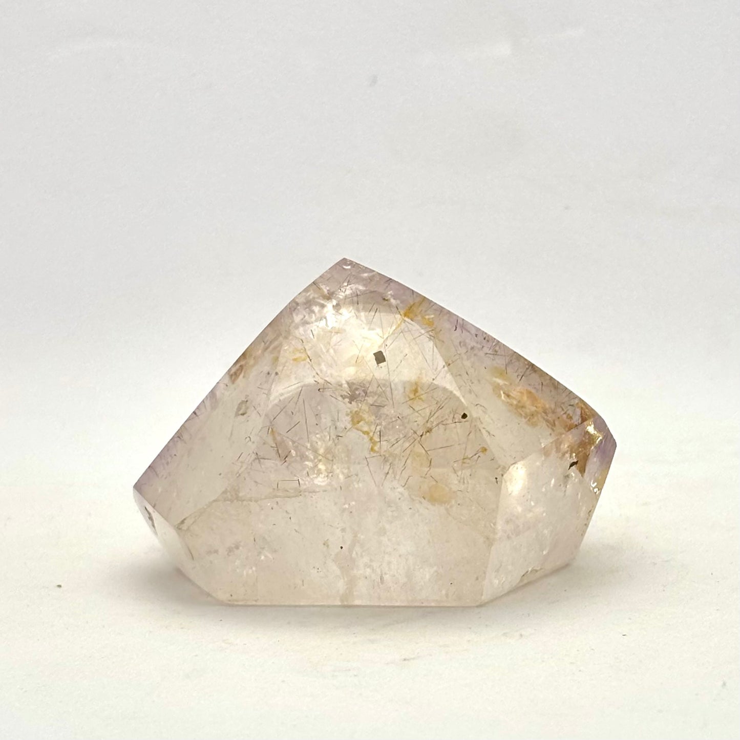 Bjergkrystal m. Ametyst spids 4,5  cm Bjergkrystal m. Ametyst spids 4,5  cm