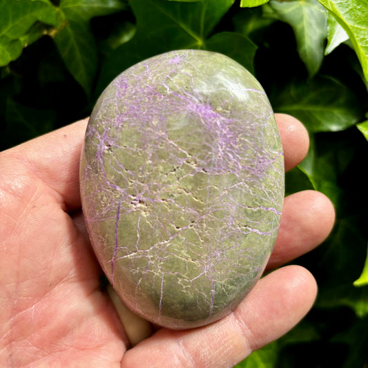 Billede af Stichtit i serpentin - palmstone | 8 cm