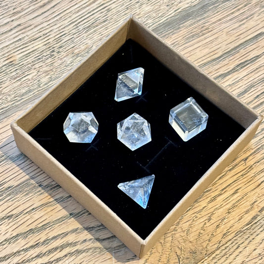 Billede af 5 Platonic solids I klar bjergkrystal
