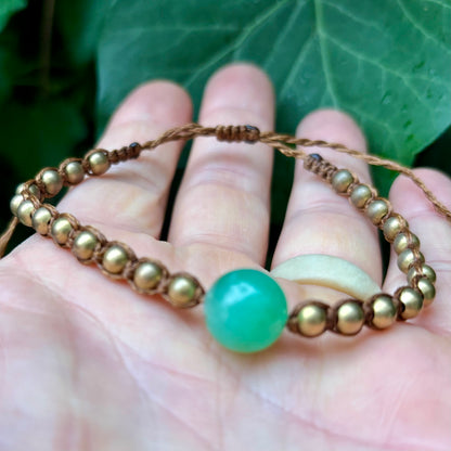 Chrysopras og messing armbånd | mand