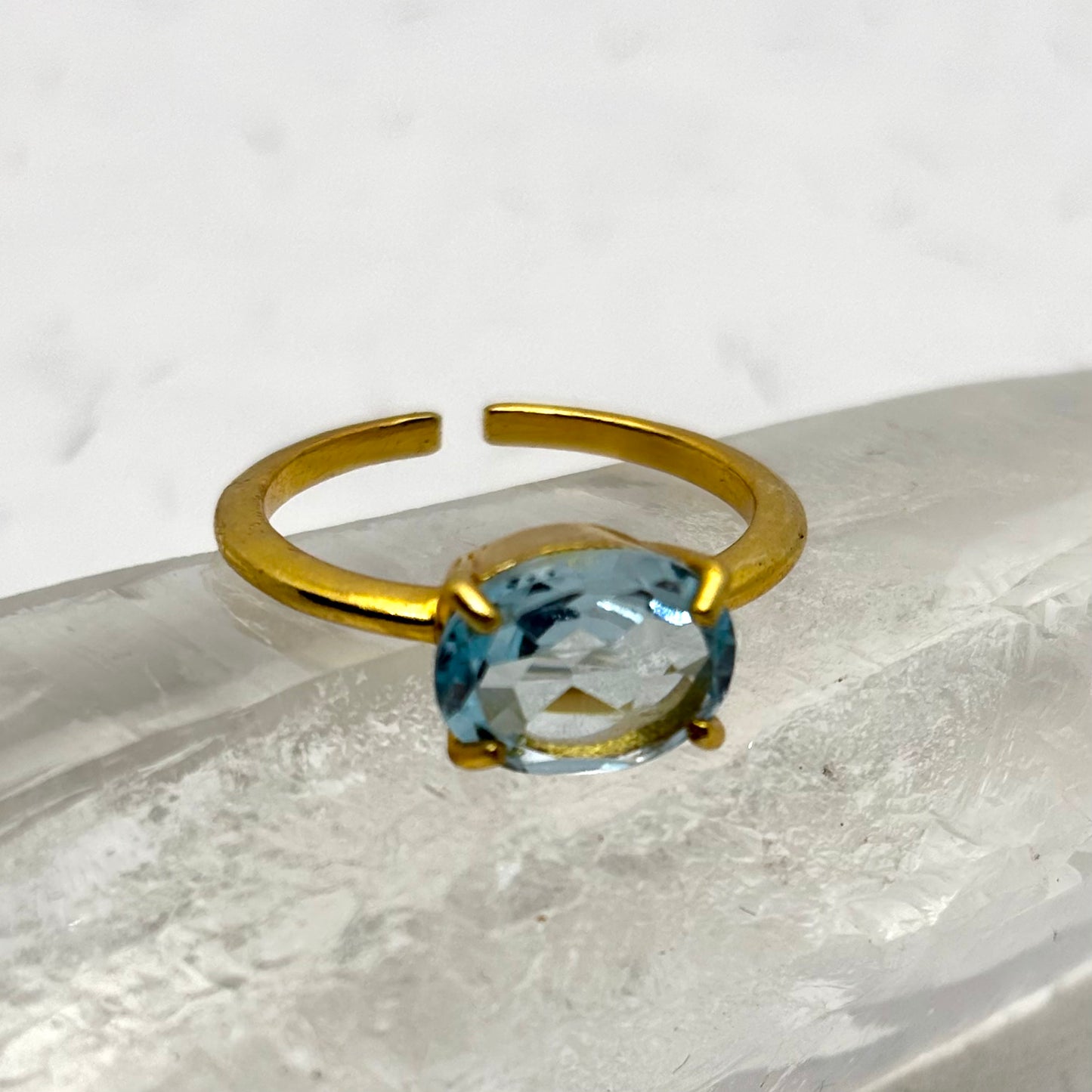 Blå Topas fingerring | forgyldt 925 Sterling Sølv, Topas Blå Topas fingerring | forgyldt 925 Sterling Sølv, Topas