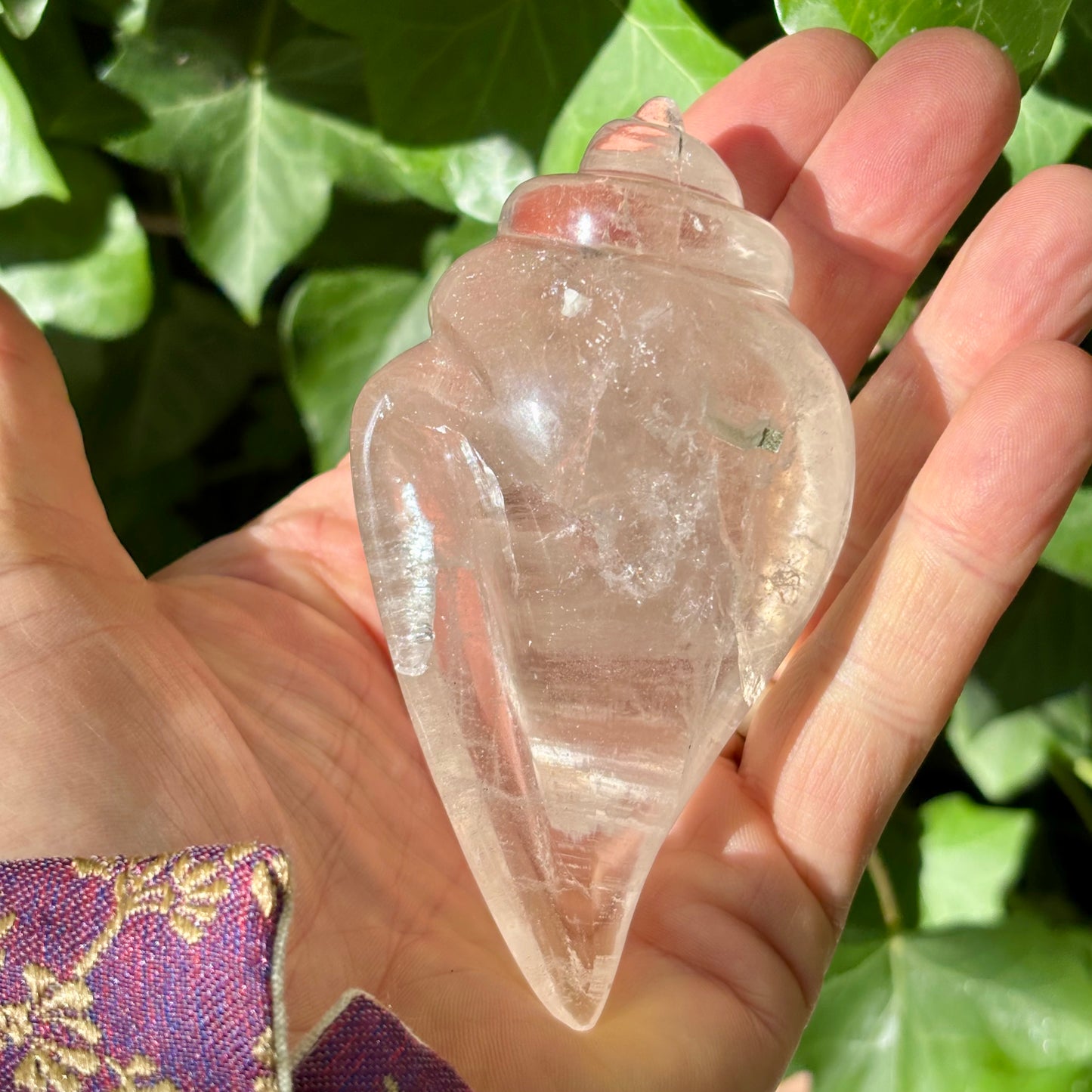 Rituel konkylie | håndskåret Himalaya Bjergkrystal | 11,5  cm Rituel konkylie | håndskåret Himalaya Bjergkrystal | 11,5  cm