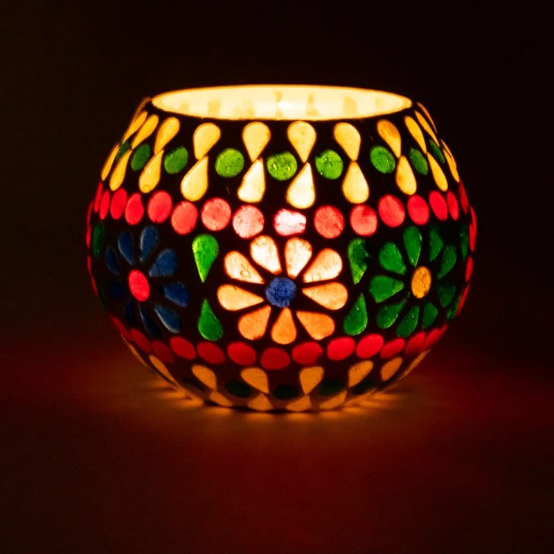 Mosaik glas fyrfads lysestage Mosaik glas fyrfads lysestage