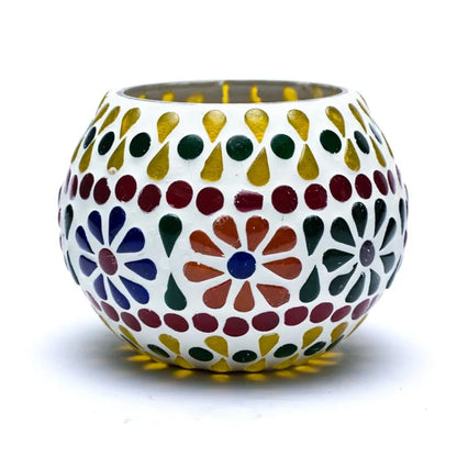 Mosaik glas fyrfads lysestage