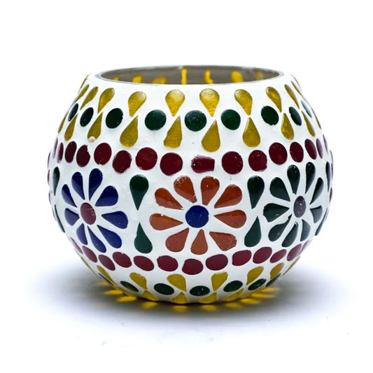 Billede af Mosaik glas fyrfads lysestage