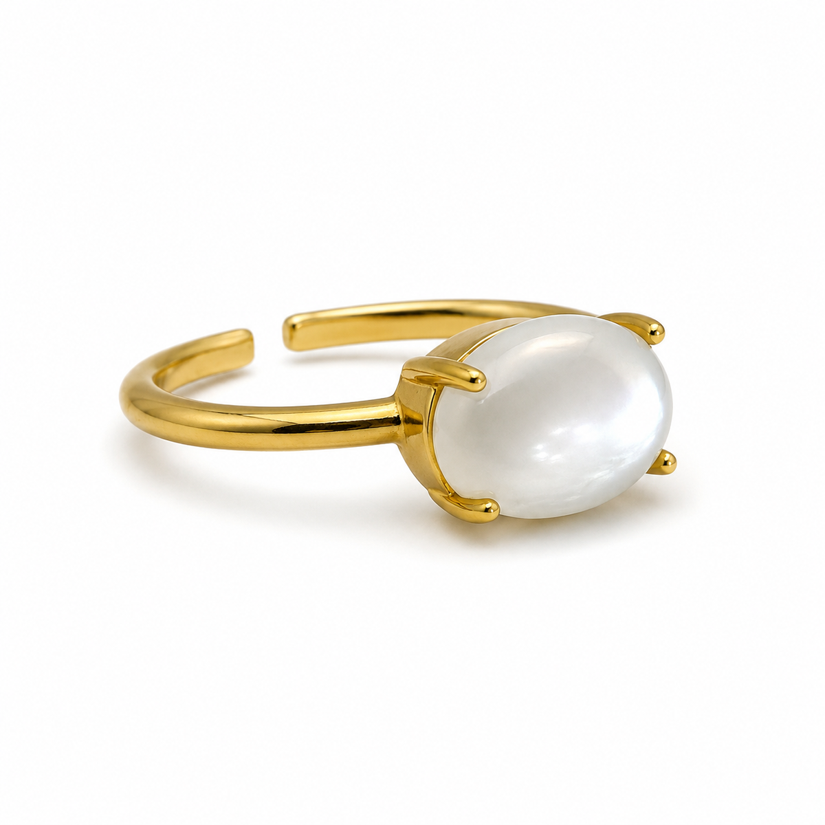 Moonstone fingerring | Guldbelagt 925 Sterling Sølv, månesten cabochon Moonstone fingerring | Guldbelagt 925 Sterling Sølv, månesten cabochon