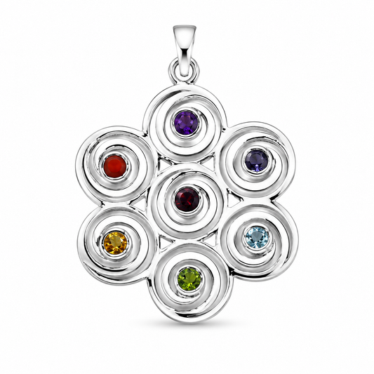Billede af Syv Spiral vedhæng | 925 Sterling Sølv, 7 krystaller