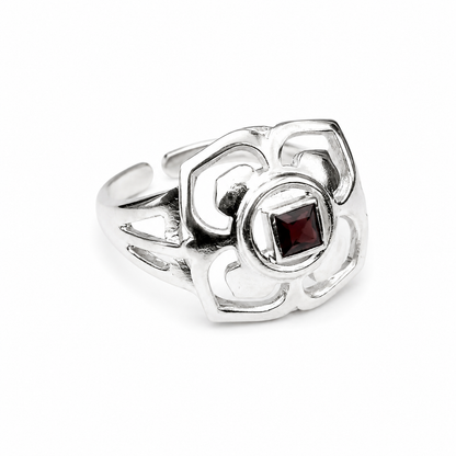 Rod Chakra fingerring | 925 Sterling Sølv og Granat