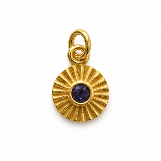 Billede af Iolit sunburst charm – 18k forgyldt sølv vedhæng