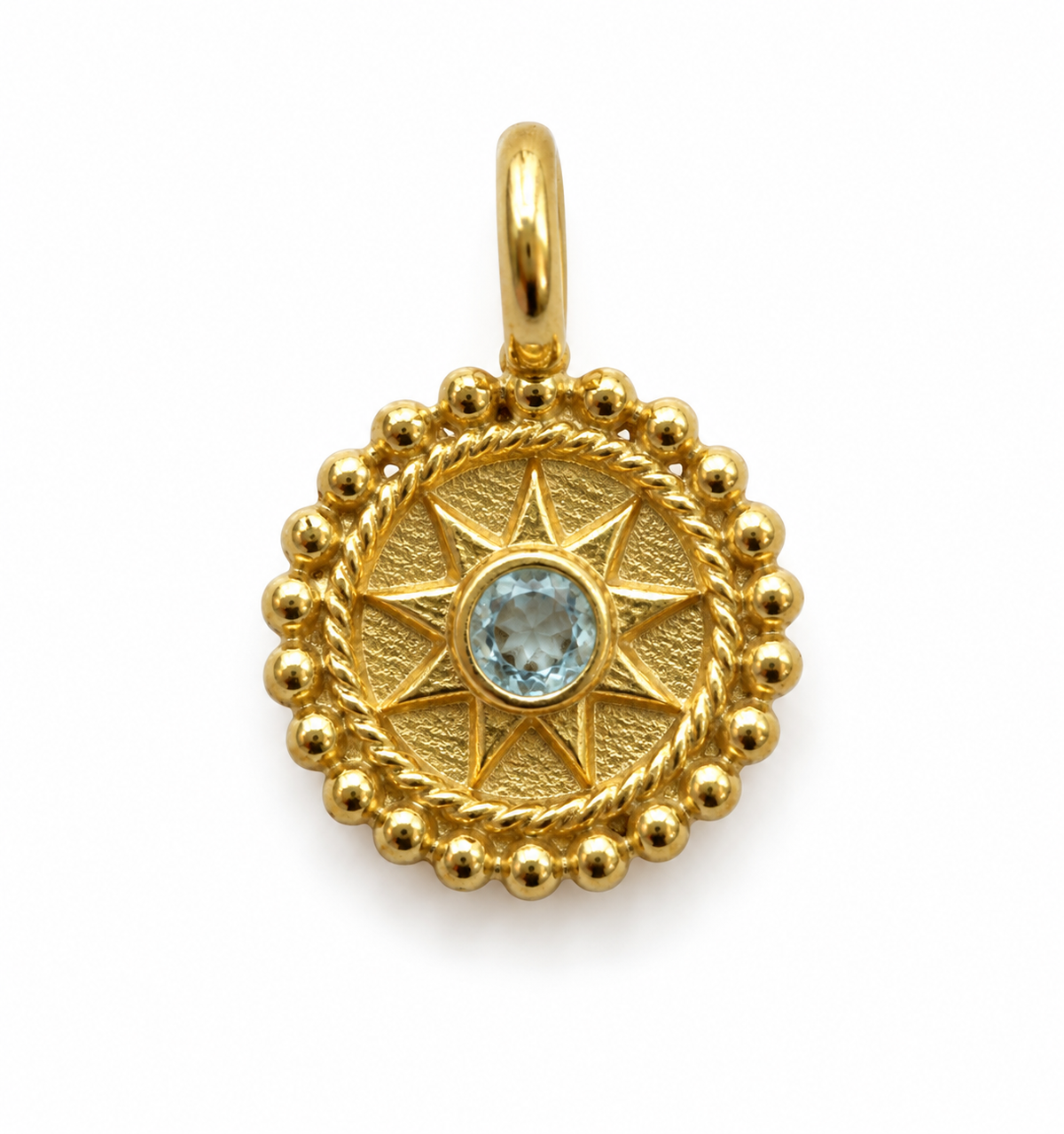Blå Topaz charm – 18k forgyldt sølv vedhæng Blå Topaz charm – 18k forgyldt sølv vedhæng