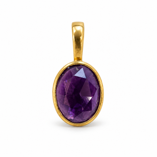 Billede af Ametyst Rose cut charm – 18k forgyldt sølv vedhæng