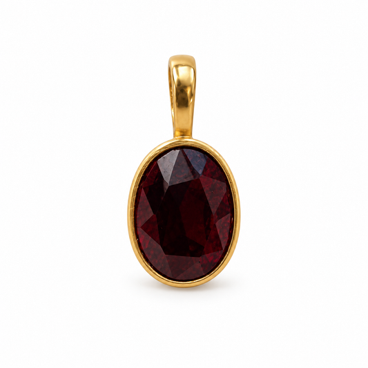 Billede af Garnet Rose cut charm – 18k forgyldt sølv vedhæng