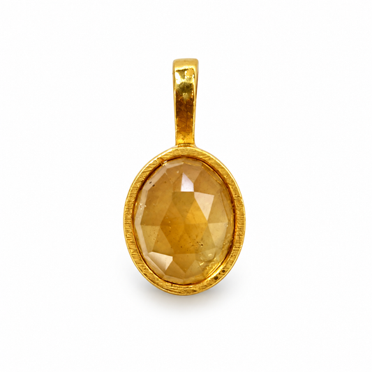 Billede af Citrin Rose cut charm – 18k forgyldt sølv vedhæng