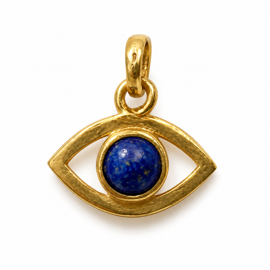 Billede af Lapis lazuli evil eye charm – 18k forgyldt sølv vedhæng