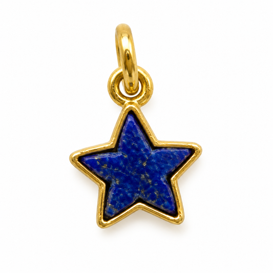 Billede af Lapis lazuli stjerne charm – 18k forgyldt sølv vedhæng