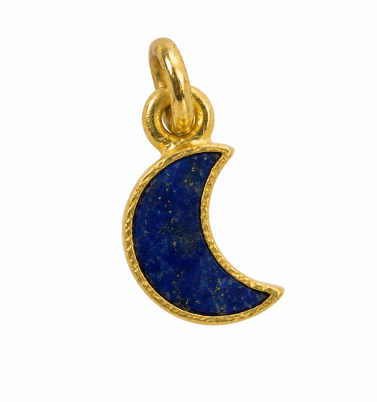Billede af Lapis Lazuli måne charm – 18k forgyldt sølv vedhæng