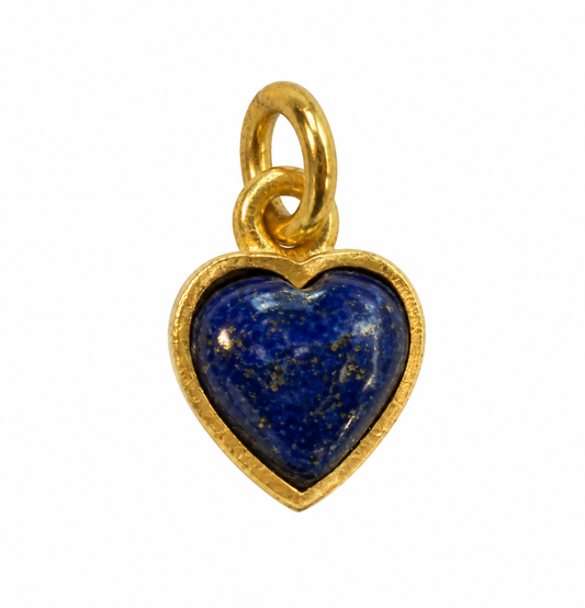 Billede af Lapis lazuli hjerte charm – 18k forgyldt sølv vedhæng
