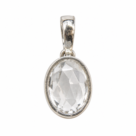 Billede af Bjergkrystal Rose cut charm – 925 sølv vedhæng