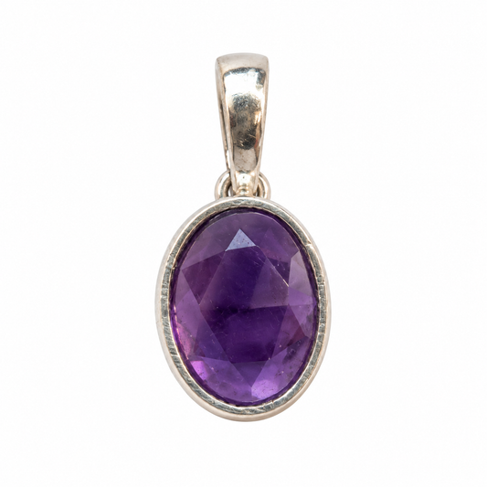 Billede af Ametyst Rose cut charm – 925 sølv vedhæng