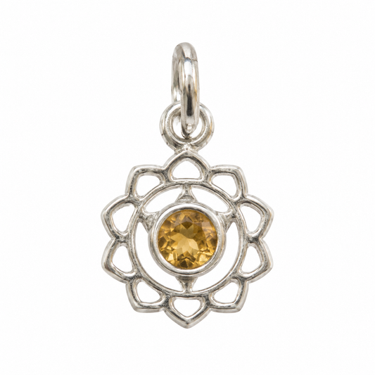Billede af Citrin solar plexus chakra charm – 925 sølv vedhæng